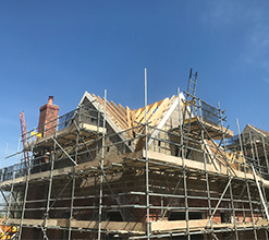 new domestic roof being assembled