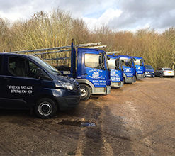 side profile of fleet of company vehicles